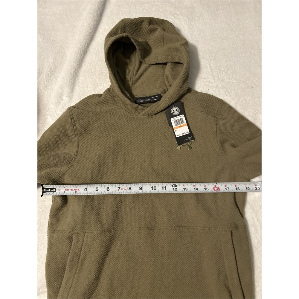 Under Armour Hoodie Mens Small Olive Thermal Fleece Waffle Long Sleeve Loose - Picture 4 of 7